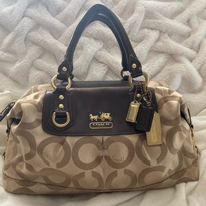COACH Khaki Sateen/Leather Satchel “Sabrina”